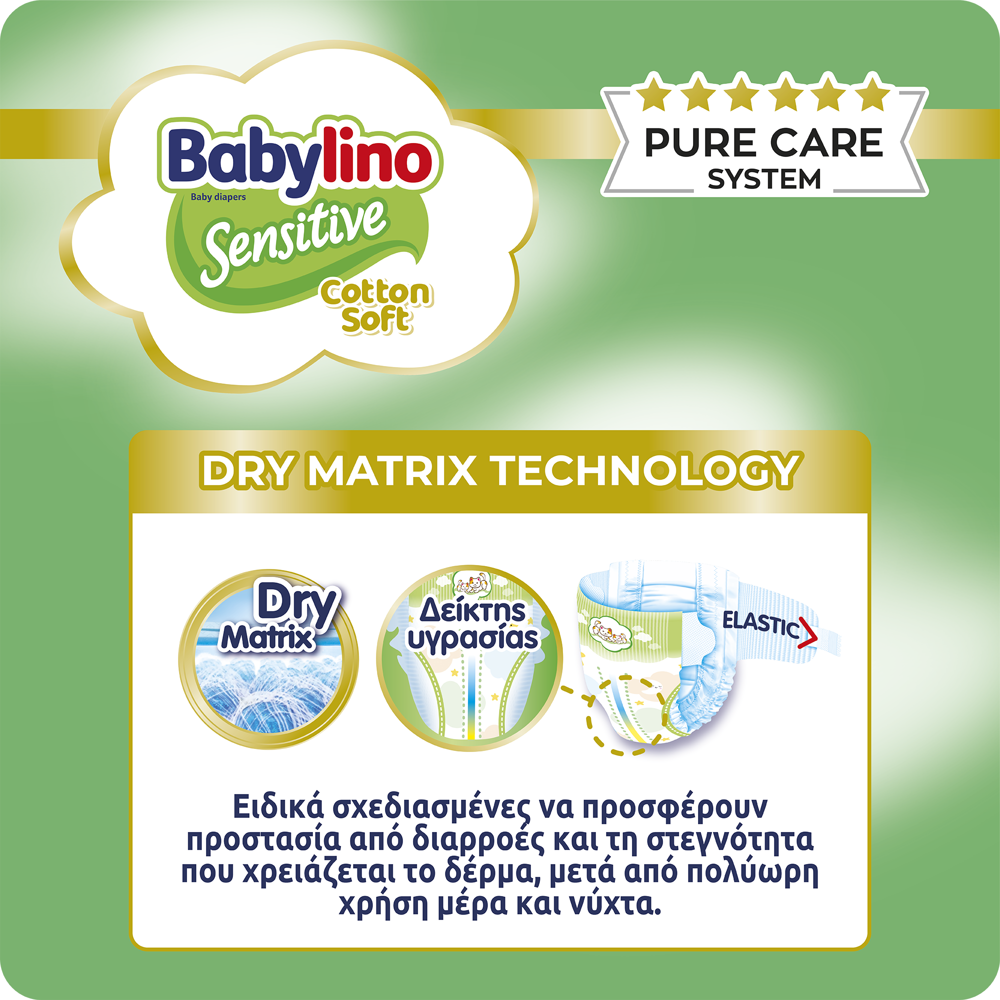 BABYLINO - MONTHLY PACK SENSITIVE COTTON SOFT Maxi No4 (8-13 Kg) - 150τεμ. & ΔΩΡΟ 50 πάνες